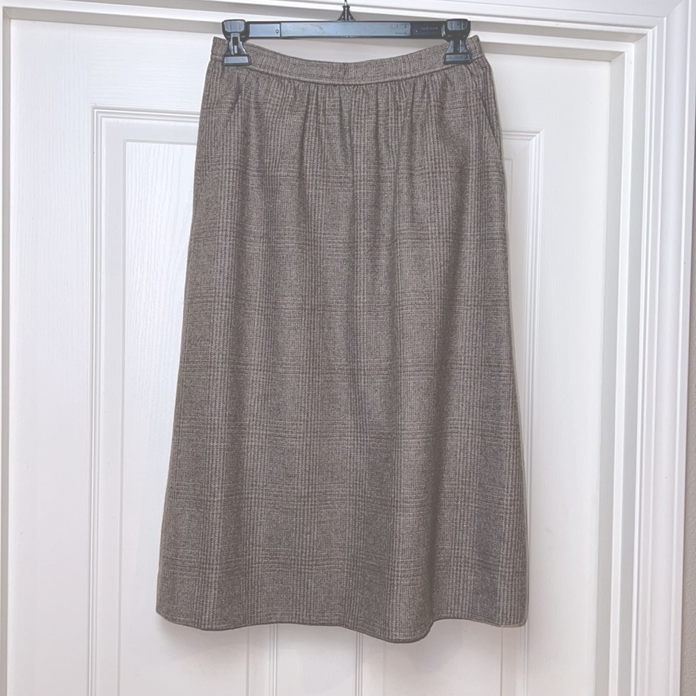 Vintage Evan-Picone Brown Tweed Wool Midi Skirt - Size 8 - Picture 2 of 11